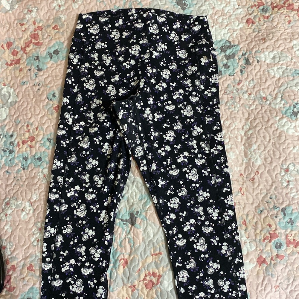 Pink Floral Leggings, size L